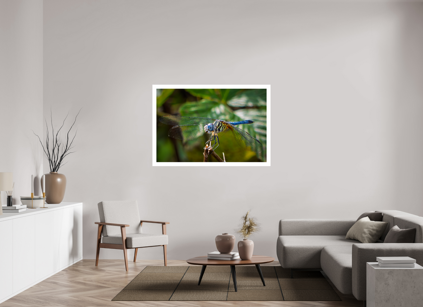 54 x 36″, Hahnemühle Photo Rag Baryta, 2 in. white border. (Print Only) Blue Dasher Dragonfly (male) 02