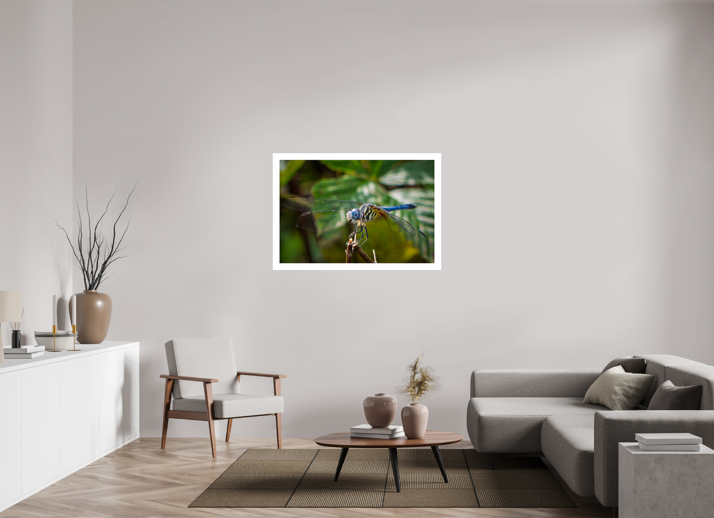 45 x 30″, Hahnemühle Photo Rag Baryta, 2 in. white border. (Print Only) Blue Dasher Dragonfly (male) 02