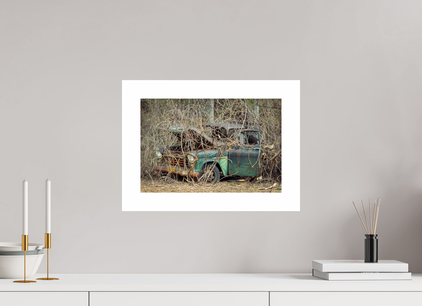 15 x 10″, Hahnemühle Photo Rag Baryta, 2 in. white border. (Print Only) Brush Truck 01