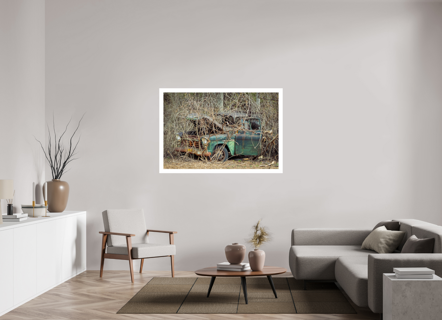 54 x 36″, Hahnemühle Photo Rag Baryta, 2 in. white border. (Print Only) Brush Truck 01
