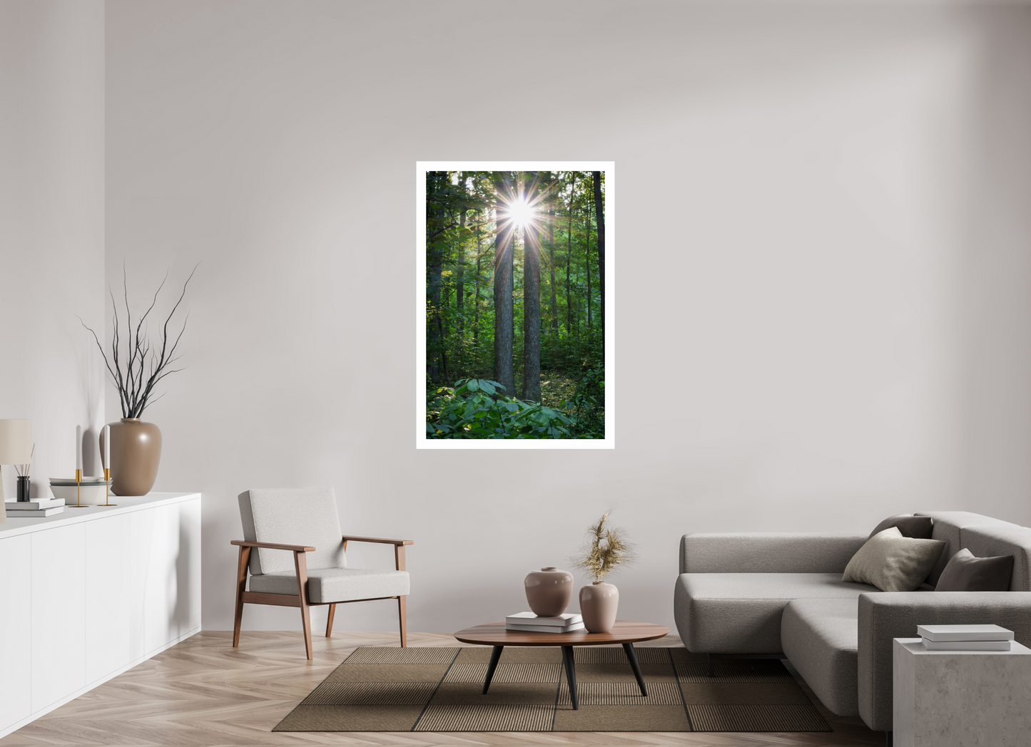 36 x 54″, Hahnemühle Photo Rag Baryta, 2 in. white border. (Print Only) Twin Trees Sunburst 01